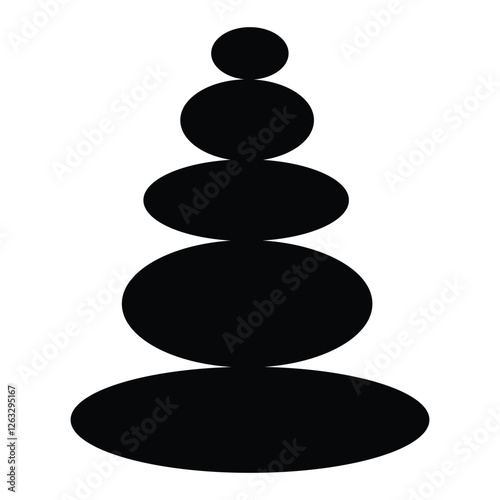 Silhouette of balancing stone icon, vector symbol. Zen stones isolated on white background. Balancing stone icons, vector set. Vector illustration.