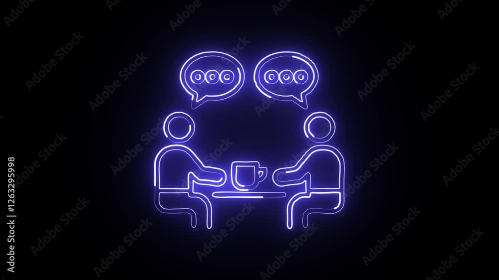 glowing neon rapport icon isolated on black background. HD video motion graphic animation