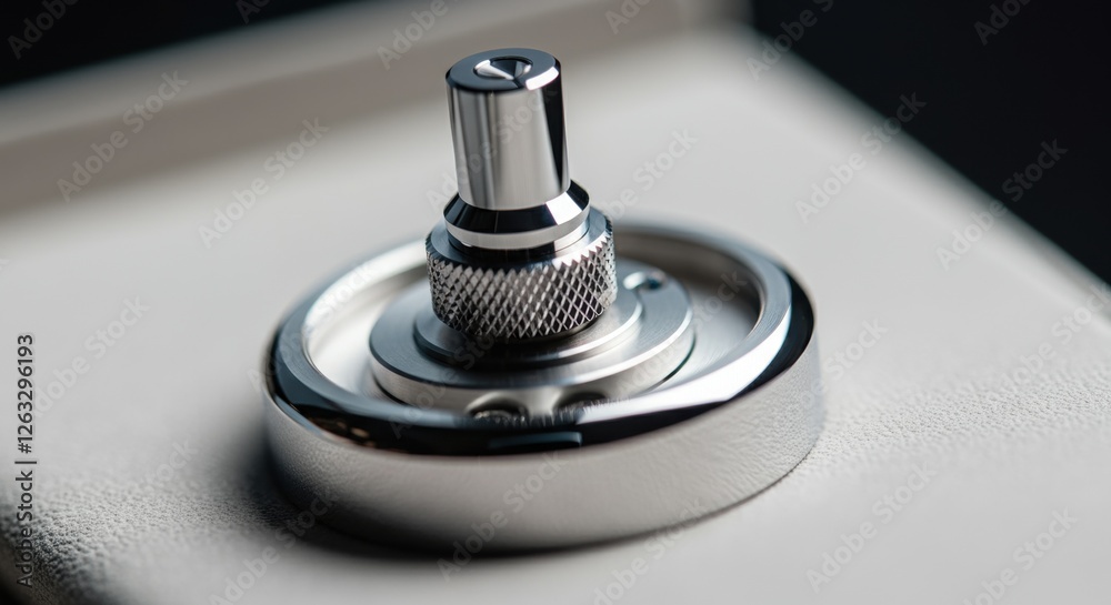 Close-up of chrome rotary dial on modern device Close-up of chrome rotary dial on modern device