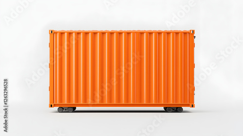 Obraz na płótnie Orange shipping container on wheels, ideal for transport and storage solutions. This durable container is designed for efficient logistics and supply chain management w salonie