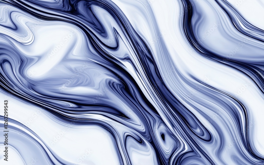 Fototapeta premium Elegant blue and white abstract waves, smooth gradient blending, flowing mist-like textures, futuristic and serene light effects, perfect for modern design