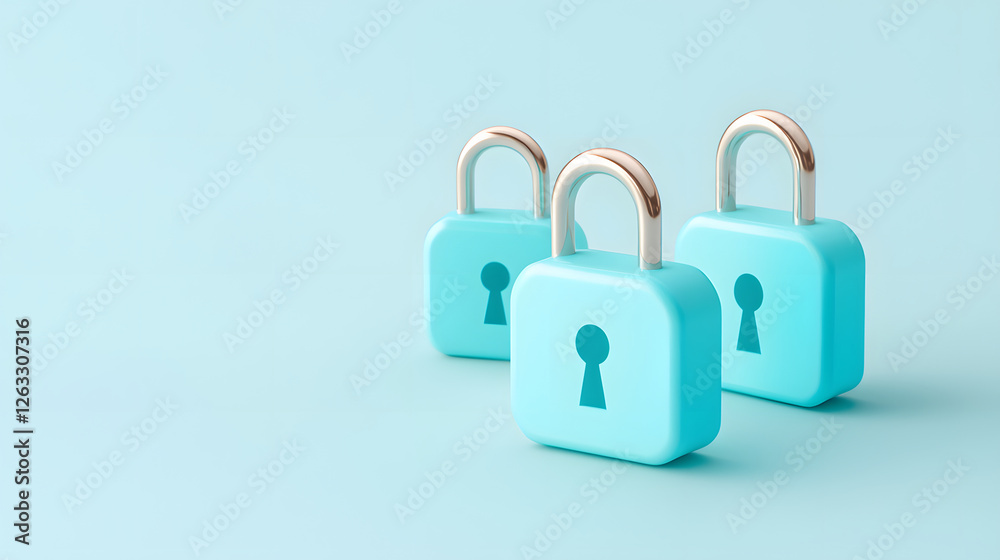 Secure locks in modern design, symbolizing protection and safety. These vibrant blue locks represent financial security and trust in fintech solutions Secure locks in modern design, symbolizing protection and safety. These vibrant blue locks represent financial security and trust in fintech solutions