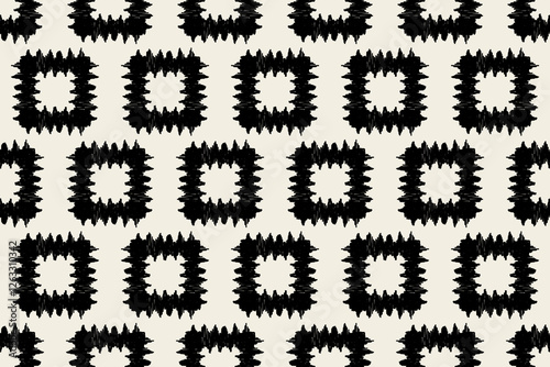 Ikat geometric folklore ornament. Tribal ethnic texture.Seamless striped pattern in Aztec style. Motifs Ikat embroidery abstract design for texture, fabric, clothing, wrapping, decoration