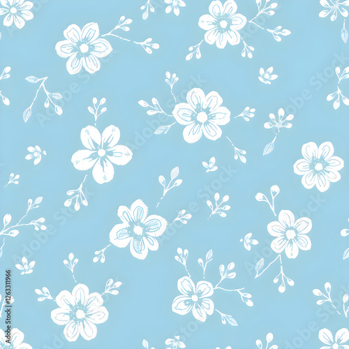 Blue and white floral pattern