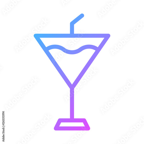 Vibrant Cocktail Glass Icon with Smooth Gradients