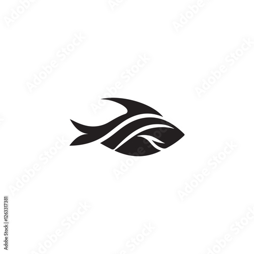 vector illustration of a black fish silhouette