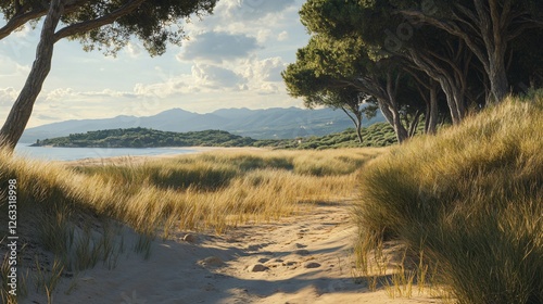 Picturesque Tuscany Beach Scene: Alberese Maremma Italy photo