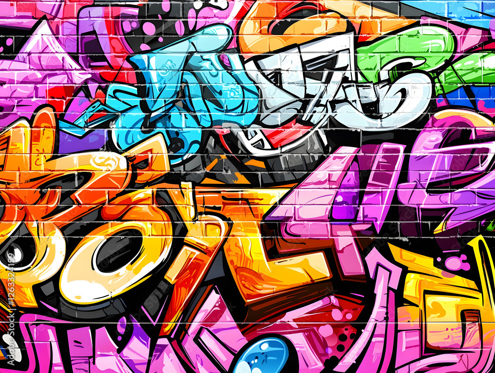 Fototapeta premium A vibrant urban alley covered in colorful graffiti art