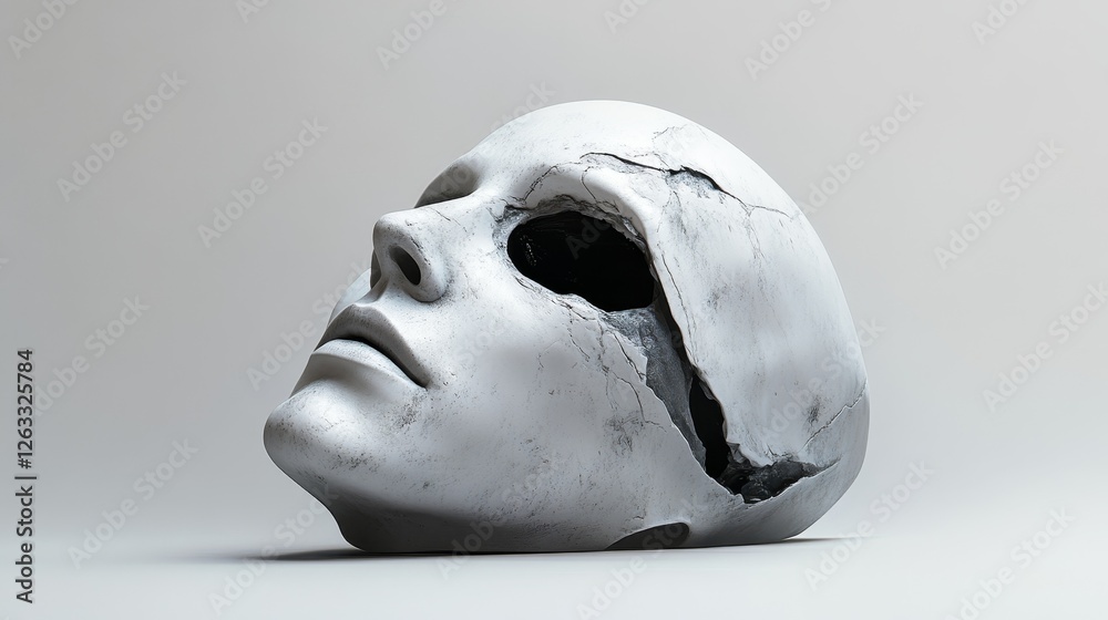 Naklejka premium A white skull with a black eye and mouth