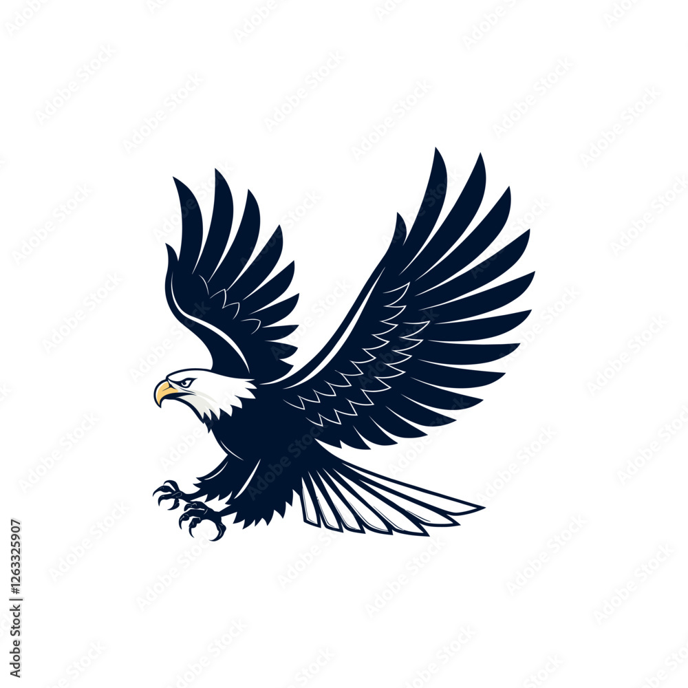Obraz premium eagle silhouette eagle head vector line art logo design