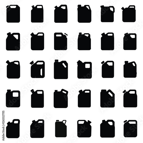 Jerry fuel plastic can Icons Set