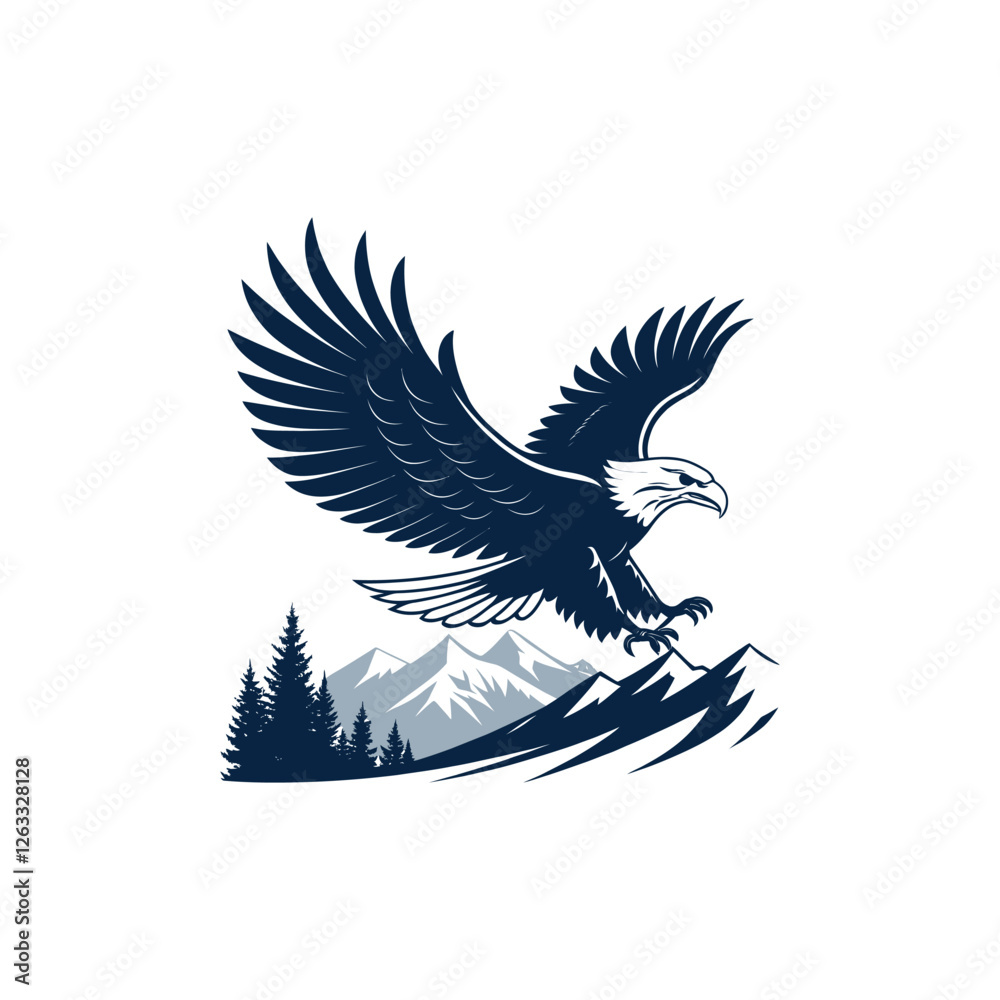 Obraz premium eagle silhouette eagle head vector line art logo design