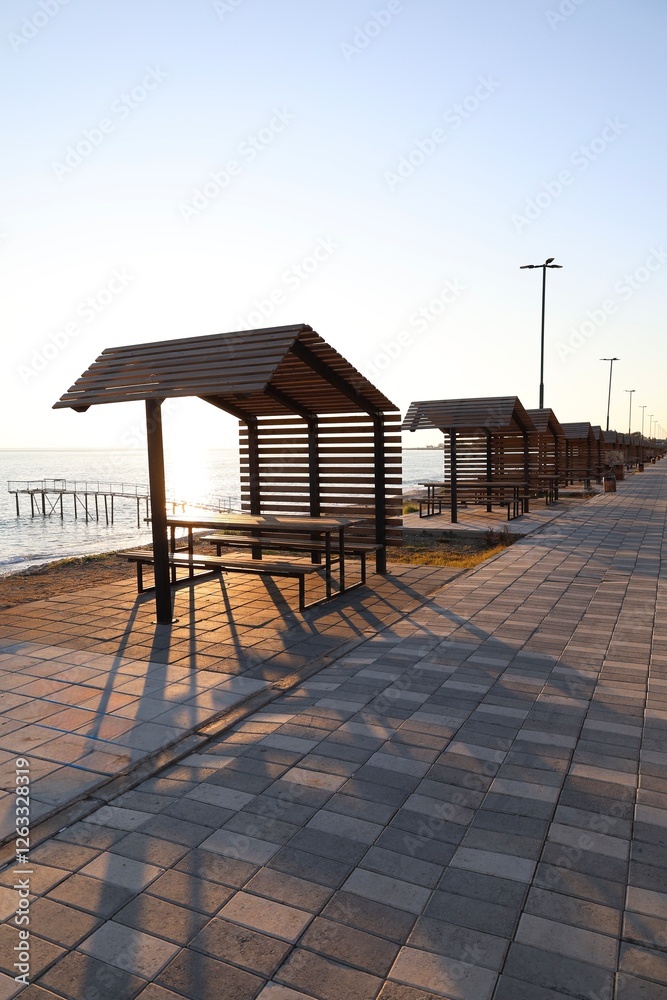 Gazebo seaside view. High quality photo