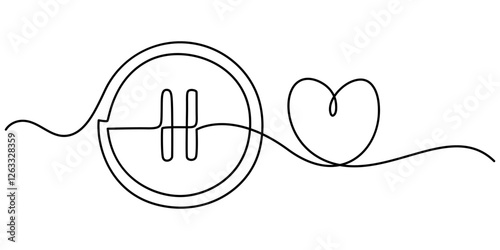 play icon with heart continuous one line drawing, music notes continuous one line drawing. Line art concept of musical symbol. Vector illustration, Continuous Line Drawing of Video Tutorials Icon. 