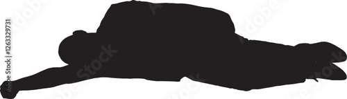 vector, silhouette of man sleeping on the floor