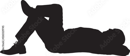 vector; silhouette;lying man on the floor