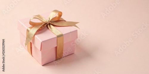 Wallpaper Mural A delicately wrapped pink present box with a gold ribbon, perfect for a special occasion or celebration, conveys elegance and thoughtful gifting. Torontodigital.ca