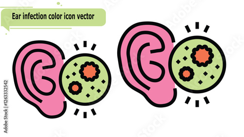 Ear infection color icon vector