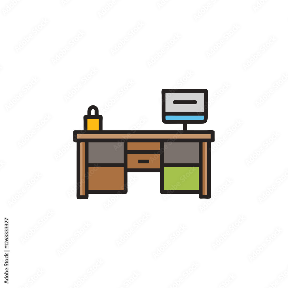 Modern Office Desk with Computer Vector illustration Modern Office Desk with Computer Vector illustration