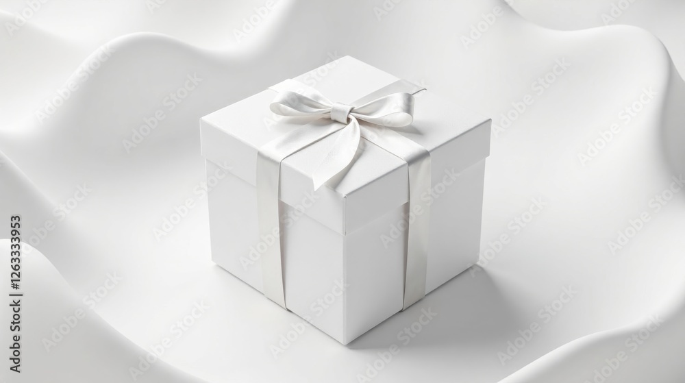 Obraz premium Elegant White Gift Box on Undulating Surface, Perfect for Celebration or Special Occasion