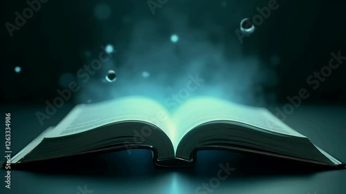 Enchanted book reveals secrets in a mystical glow at night