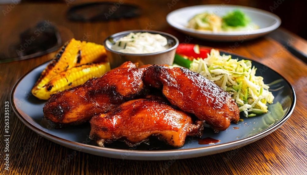 Grilled BBQ Chicken Wings with Side Salad Grilled BBQ Chicken Wings with Side Salad