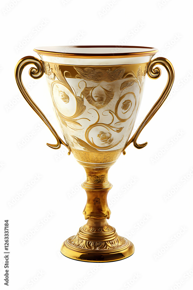 Golden trophy cup on a white background Golden trophy cup on a white background