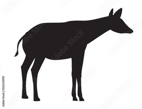 Okapi Silhouette Illustration, Black and White, Endangered Species Art