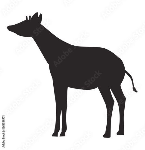 Silhouette of an Okapi in Black and White, Art Featuring Endangered Species