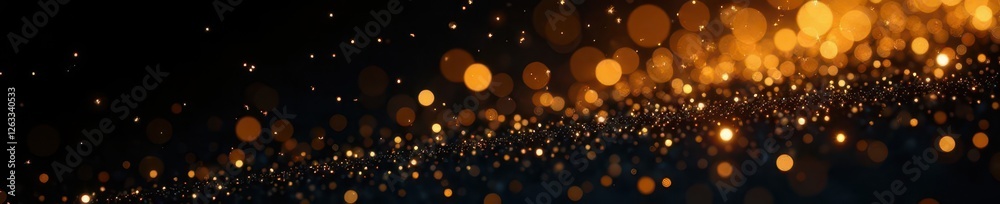 Abstract golden sparkles, shimmering dust motes on black , vibrant, holiday, shimmer Abstract golden sparkles, shimmering dust motes on black , vibrant, holiday, shimmer