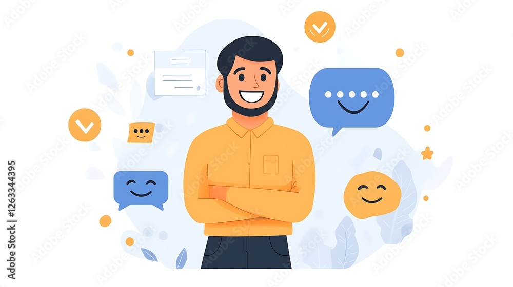 Happy man with positive feedback and approvals. Happy man with positive feedback and approvals.
