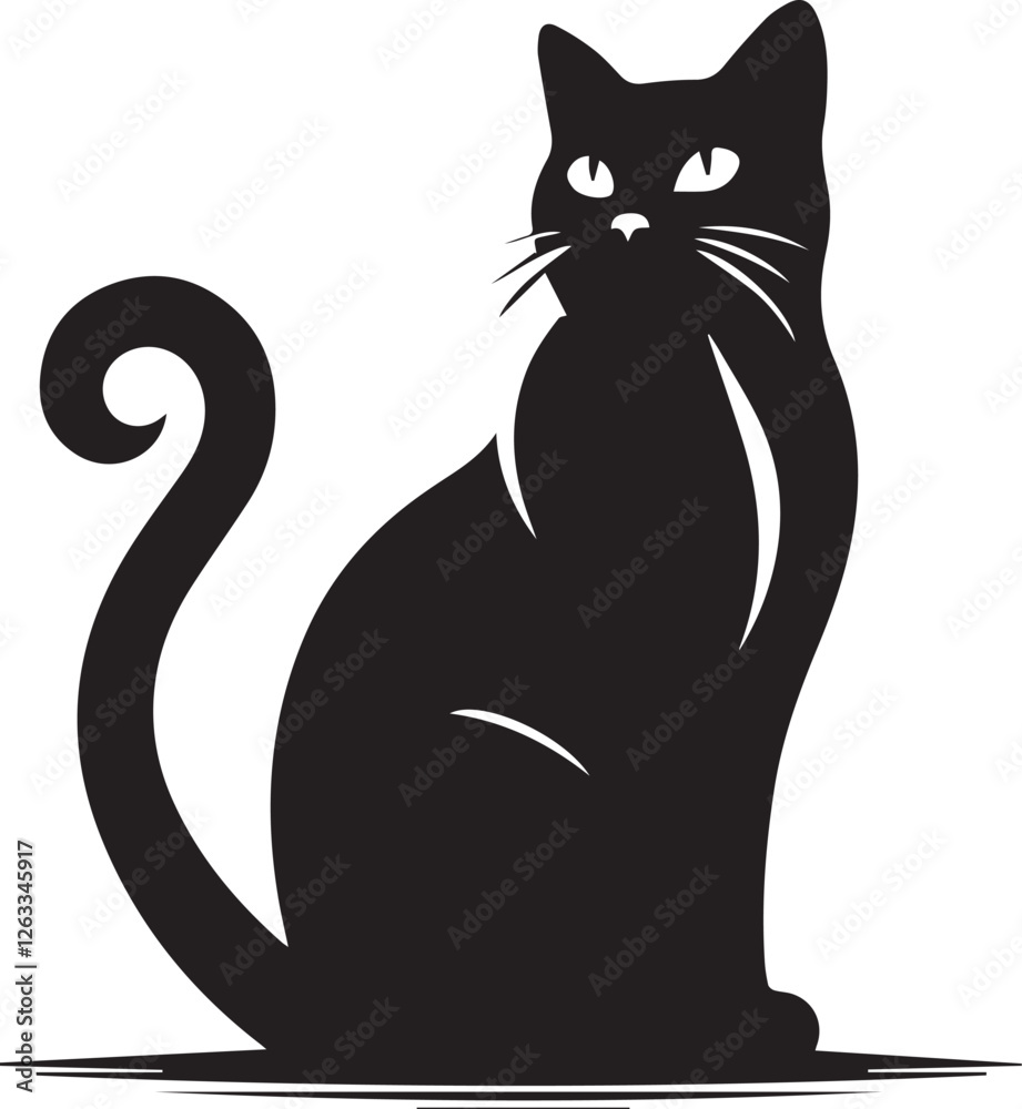 A cat silhouettes vector style with white background A cat silhouettes vector style with white background