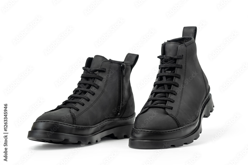 Men's leather ankle boots. Isolated on a white background with clipping path included Men's leather ankle boots. Isolated on a white background with clipping path included