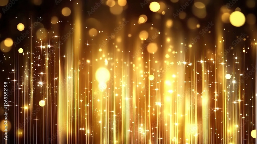 Obraz premium Abstract Colorful Christmas and New Year Background Decorative With Stars And Blurred Line. Gold festive fantasy, bokeh background.