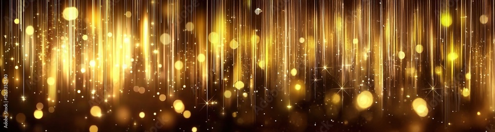 Obraz premium Abstract Colorful Christmas and New Year Background Decorative With Stars And Blurred Line. Gold festive fantasy, bokeh background.