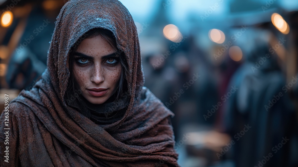 A striking portrait of a woman dressed in historical garments, exuding a captivating aura, blending timeless beauty with an atmosphere rich in stories and cultural heritage. A striking portrait of a woman dressed in historical garments, exuding a captivating aura, blending timeless beauty with an atmosphere rich in stories and cultural heritage.