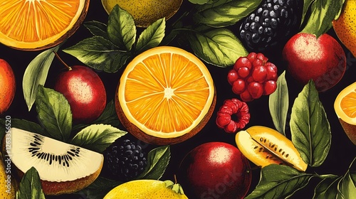 Vibrant Hand-Drawn Fruit Pattern for Design Projects