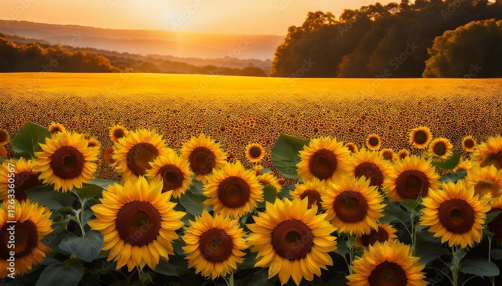 Obraz premium sunflower field in the morning