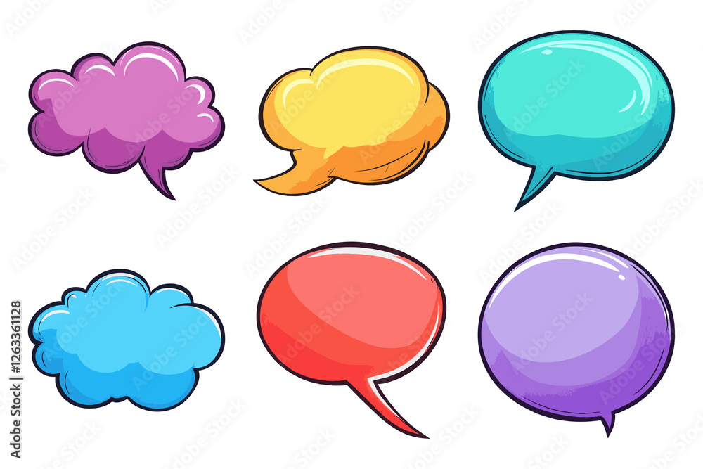 Colorful speech bubble png doodle set, transparent background Colorful speech bubble png doodle set, transparent background