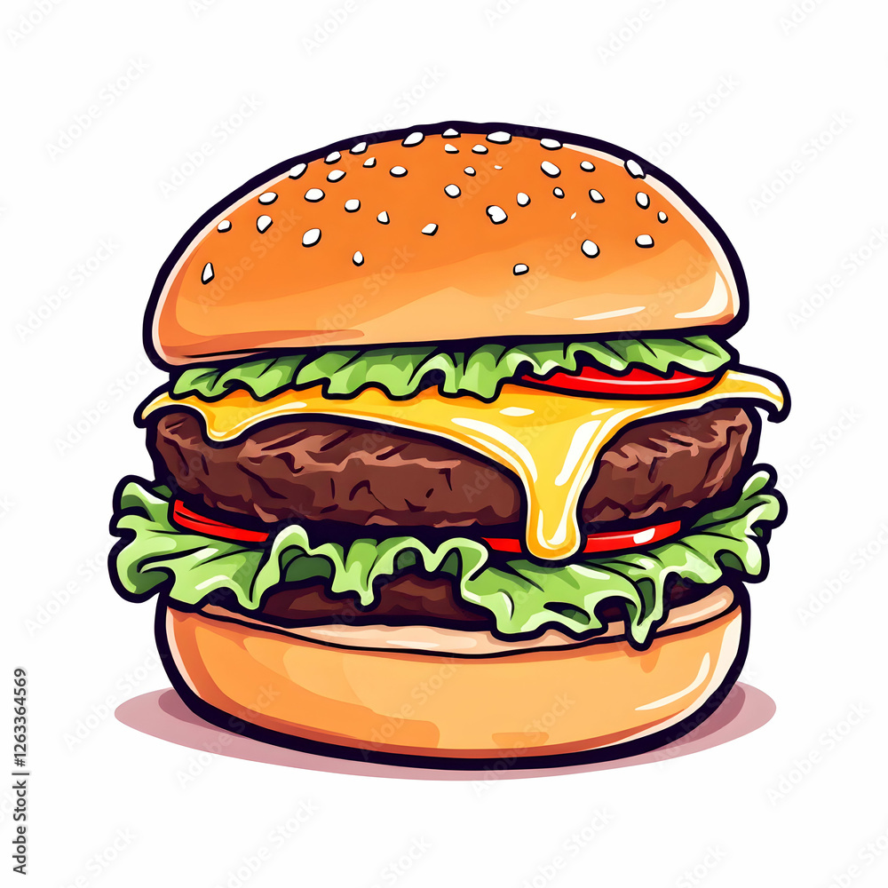 Double Cheeseburger Illustration Double Cheeseburger Illustration