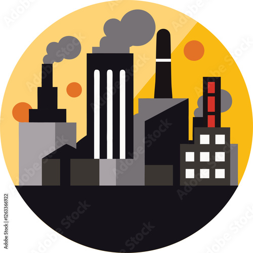 Industrial Air Pollution and Climate Change Flat Vector Illustration