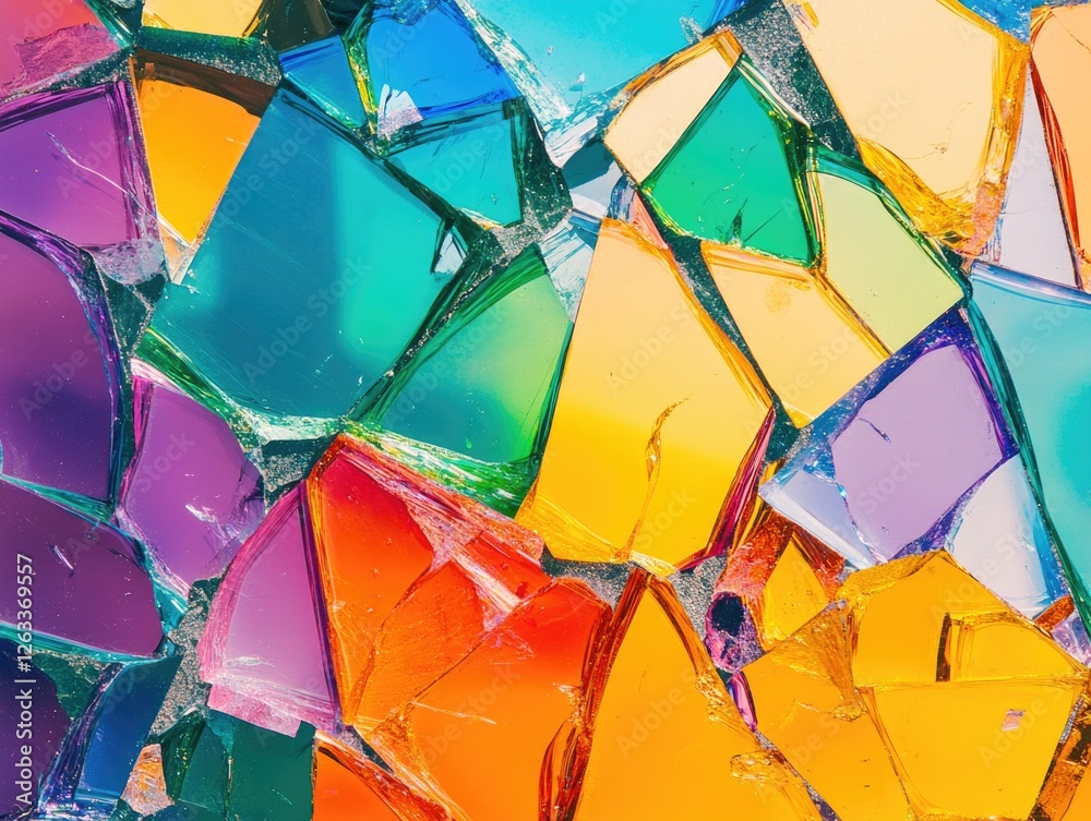 Fototapeta premium Broken Glass Wall Close Up