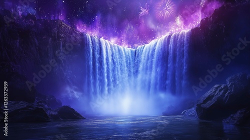 Wallpaper Mural Niagara Falls illuminated with colorful fireworks in a breathtaking night display Torontodigital.ca