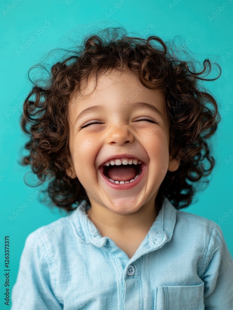 Curly haired child with smile Curly haired child with smile