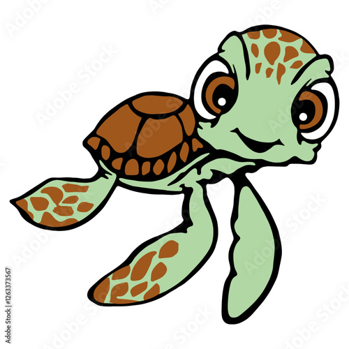 Happy cartoon Turtle hand-drawn vector illustration for kids projects