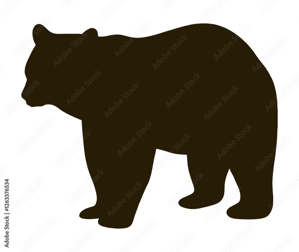 Fototapeta premium Dark brown bear standing majestically, showcasing a full length silhouette of a wild animal icon that embodies the essence of wildlife, nature, and powerful strength