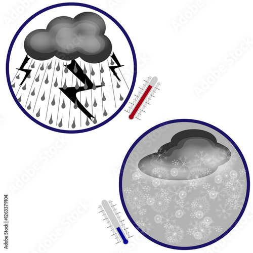 weather icon with rain and  snow