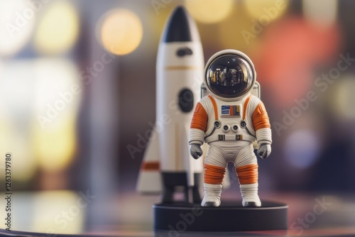 Wallpaper Mural This captivating image features a detailed astronaut figure next to a sleek rocket model, symbolizing exploration, innovation, and the wonders of space travel. Torontodigital.ca