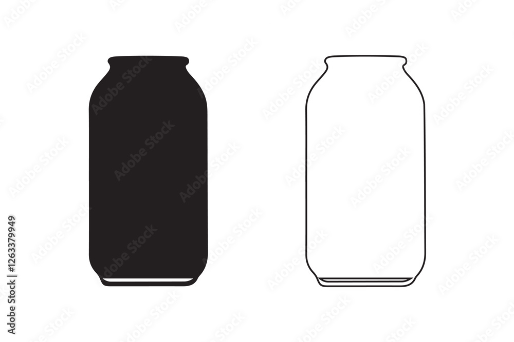 Bottle of water, vector can of soda icon set. Plastic and aluminum bottled beverage symbol. Water, beer, soda and juice silhouette. Bottle of water, vector can of soda icon set. Plastic and aluminum bottled beverage symbol. Water, beer, soda and juice silhouette.
