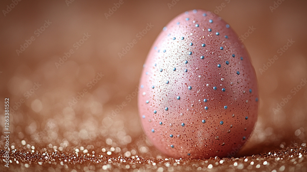 Obraz premium Pink easter eggs on gold background. Easter card.